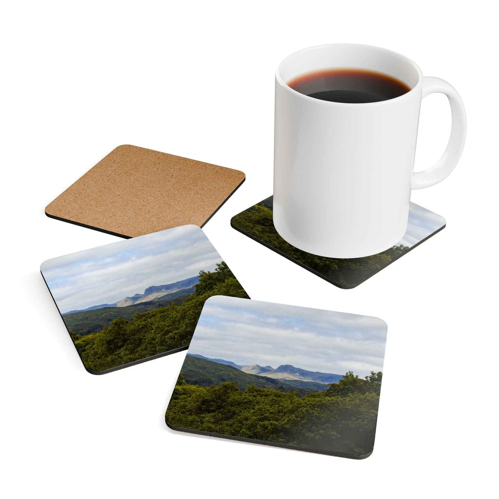 Scafell Pike Landscape Corkwood Coaster Set - Rustic Home Decor