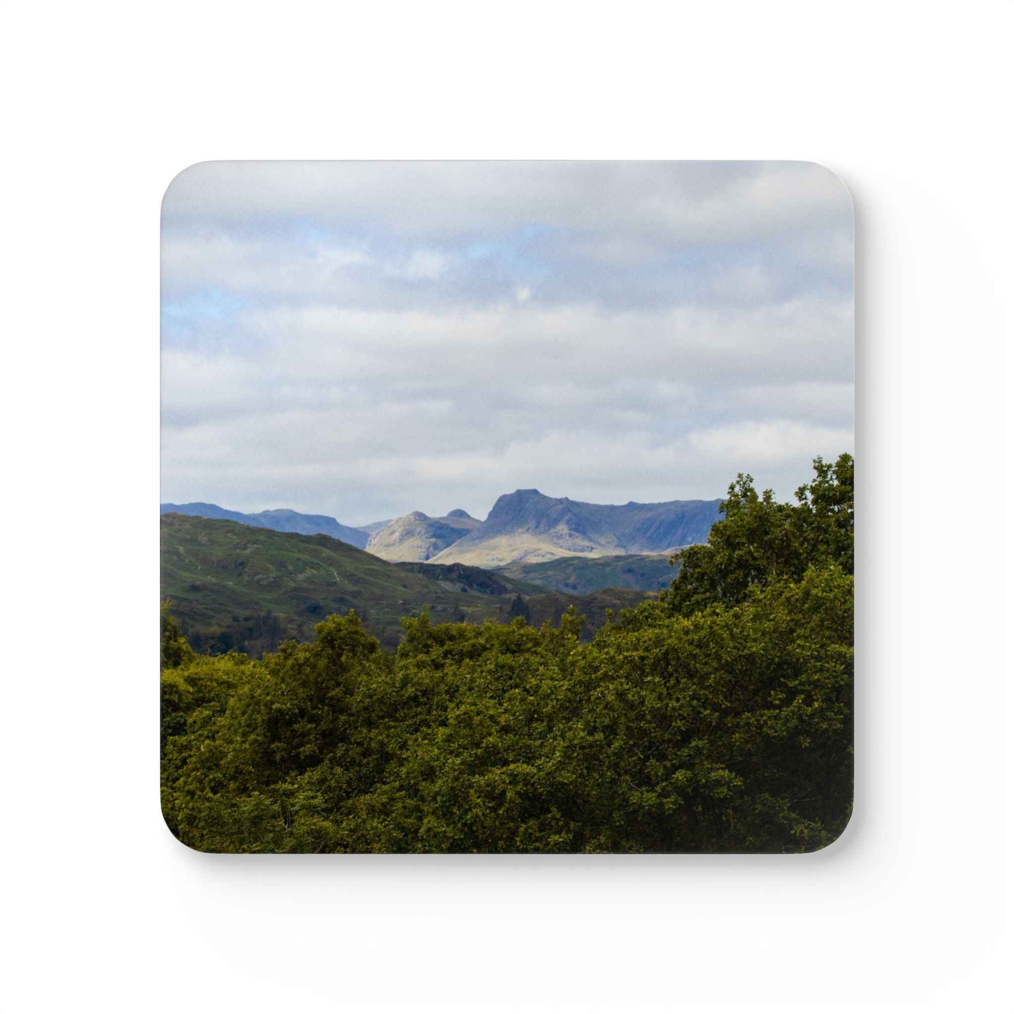 Scafell Pike Landscape Corkwood Coaster Set - Rustic Home Decor