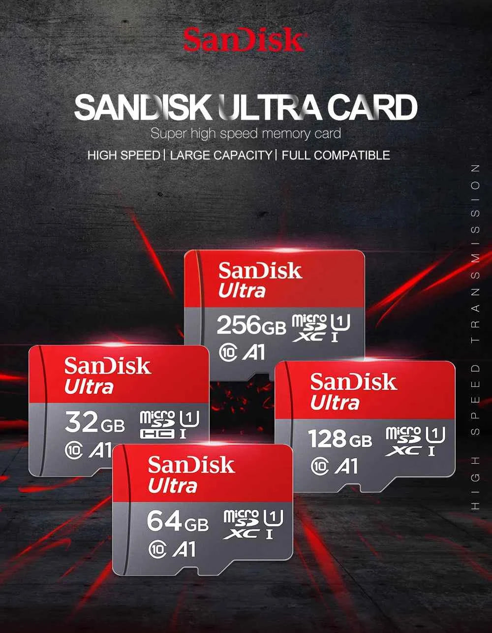 Official SanDisk Micro SD Card 256GB 128GB 64GB 32GB