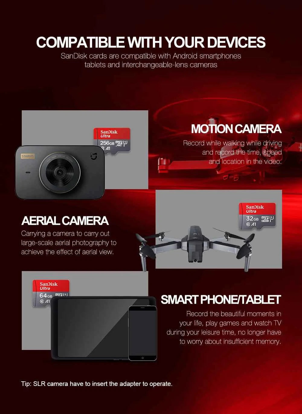 Official SanDisk Micro SD Card 256GB 128GB 64GB 32GB